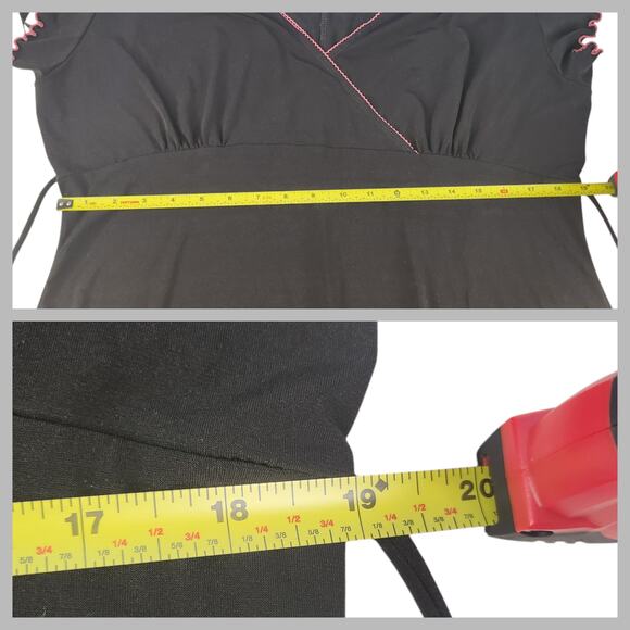 Vintage Giorgio Fiorlini Dress Womens XL Black Pink Twee Coquette Fit Flare Lace - Picture 11 of 13